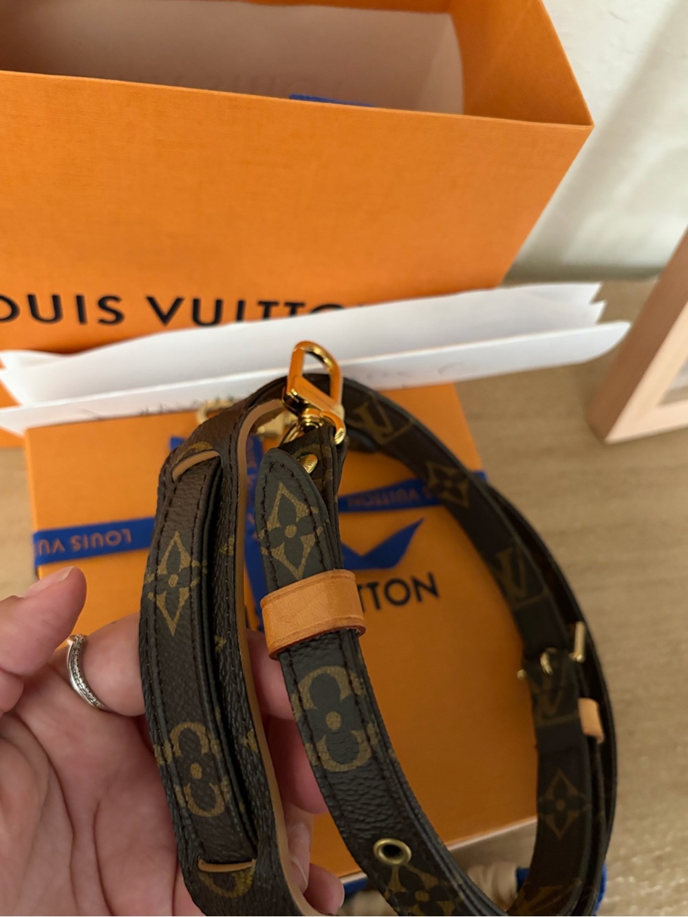 Louis Vuitton Monogram Adjustable Shoulder Strap in Brown and Tan - Picture 7 of 8
